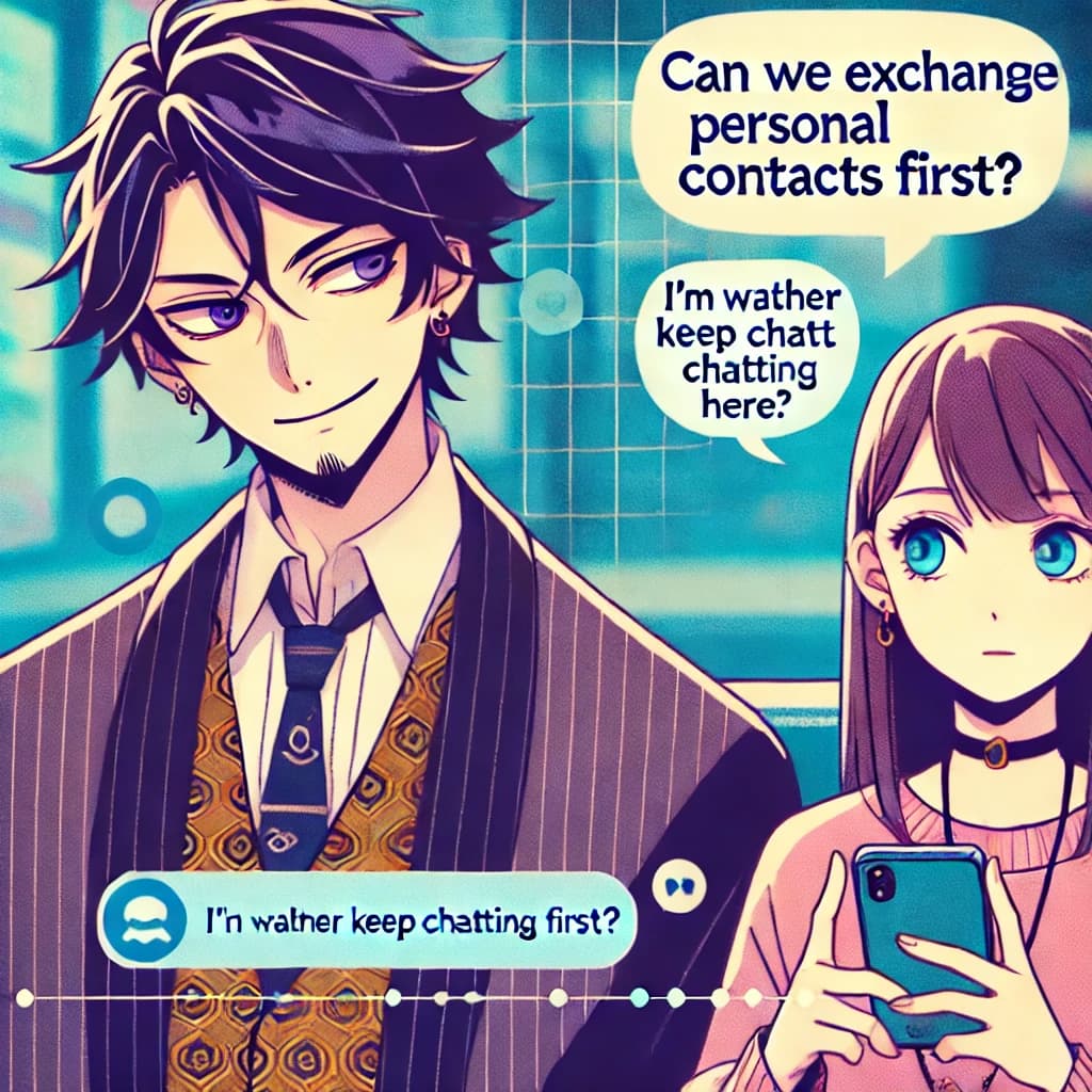1. 'Can we exchange personal contacts first? I got something to discuss.'